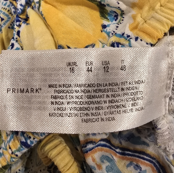 Primark Women’s Yellow Blue Multicolor Crop Top Blouse Short Sleeves Size US 12. - Picture 6 of 10
